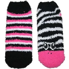 Planet Sox Women's Fuzzy Cozy Comfy Slipper Lounge Socks 2 Pack Zebra (9-11) NWT