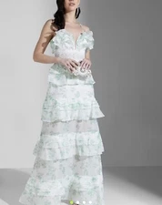 True Decadence Long Ceremonial Dress White Green NWT 42