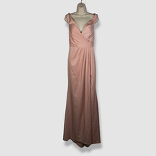  378 Faviana Women's Pink V-Neck Pleated Gown Dress Size 6