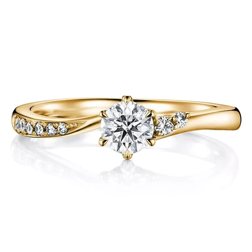 14K Gold Plated Lab Diamond Engagement Ring 1.50Ct Round Cut