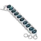 London Blue Topaz Gemstone Handmade 925 Sterling Silver Jewelry Bracelet Sz 7-8"
