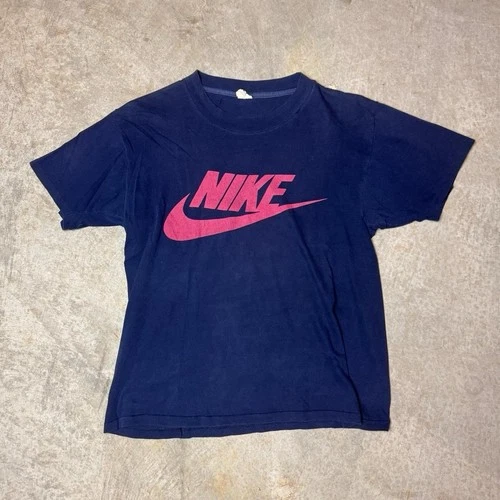 Nike Pinwheel Tag T Shirt Navy Red Swoosh Logo 1970s vintage concert t-shirt, vintage, single stitch, B+ condition