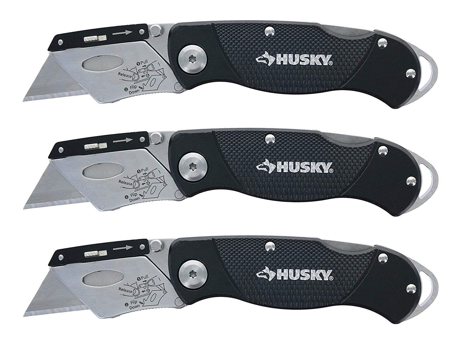 Folding Lockback Utility Knife 3-Piece Set with Sure-Grip Handle
