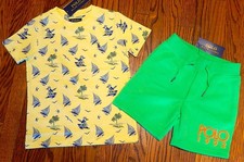 POLO RALPH LAUREN AUTHENTIC TODDLERS BOYS ORIGINAL NEW 2Pc SHORTS SET Sz 4, NWT