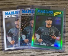 Dane Myers 2026 Topps Heritage #75 3 Card Lot Green Miami Marlins Sparkle