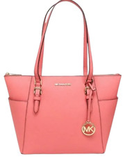 Michael Kors Jet Set Travel Large Leather Zip Top Shoulder Tote Bag Tea Rose New