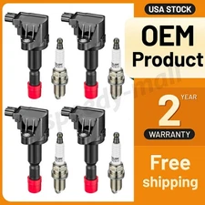 4 Set For 2007-2008 Honda Fit 1.5L L4 Ignition Bobinas & Spark Plugs UF581