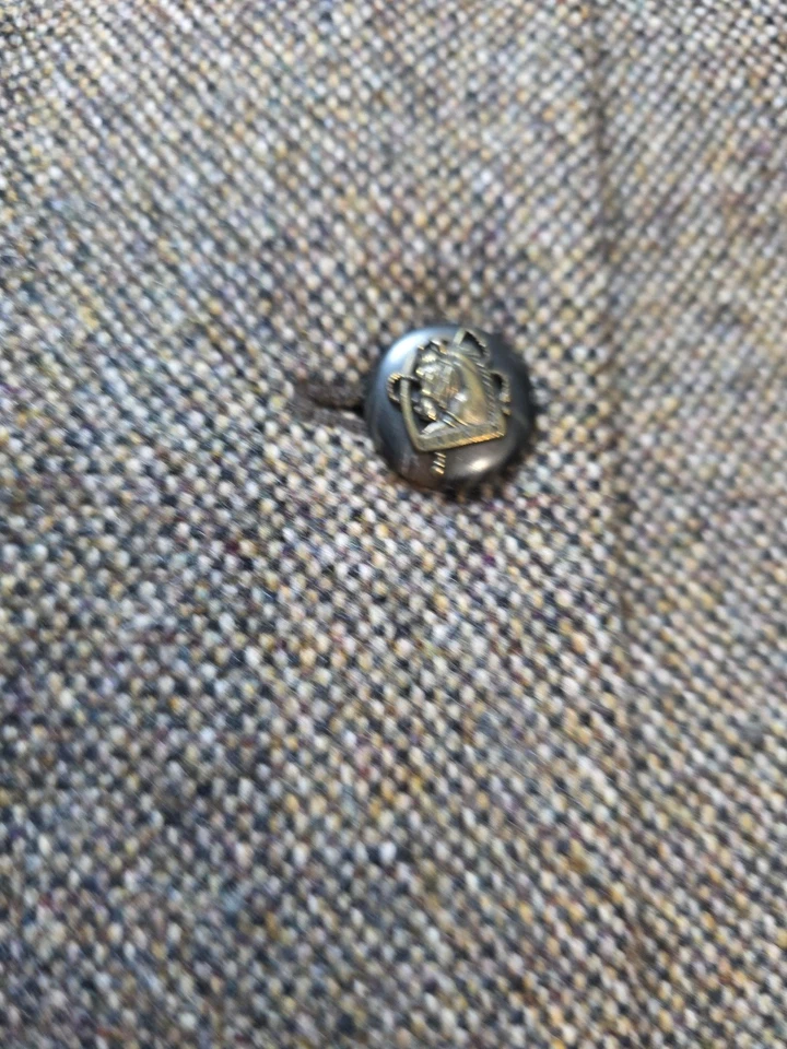 Blazer De Colección Ralph Lauren Etiqueta Verde Lana Ecuestre Marrón Tweed Abotonado Talla 16 Foto 3 de 4