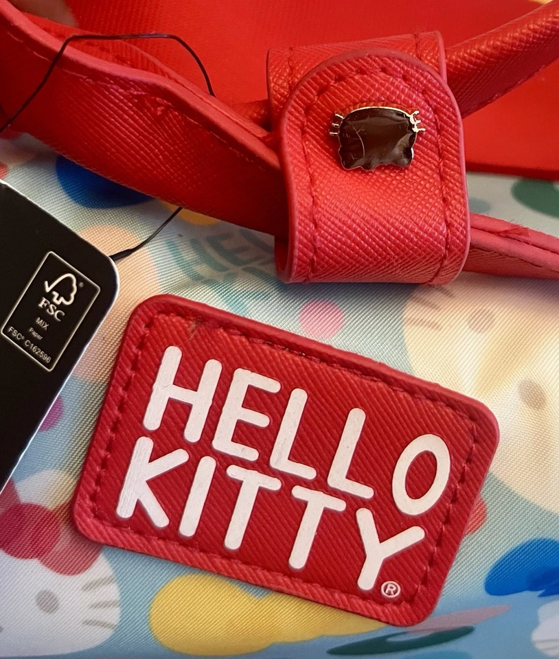 Auténtica bolsa de equipaje de viaje con rodillo de lona Hello Kitty rara Foto 4 de 4