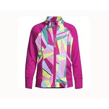NEW Lands End Girls Plus Active Full Zip Jacket Violet Rose Multi Geo XL 14-16
