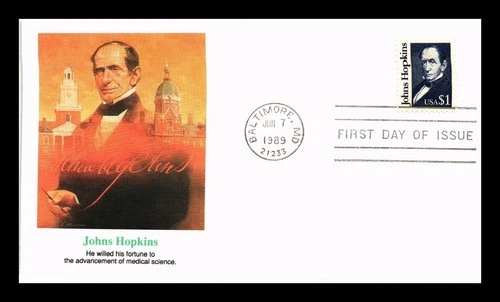 DR JIM STAMPS US COVER JOHNS HOPKINS $1 GREAT AMERICANS FDC FLEETWOOD