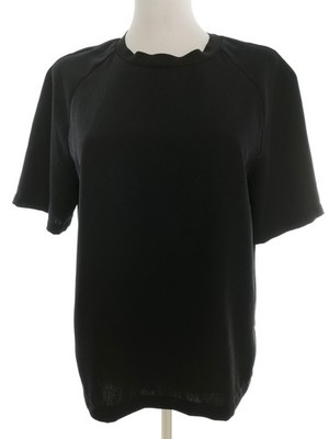 CARIN WESTER Damen Bluse Gr. 38 Schwarz Kurzer Ärmel RV Einfarbig
