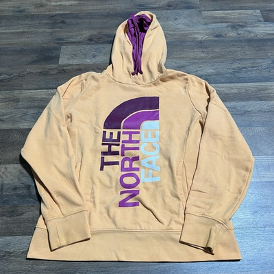 #ad The North Face Hoodie Womens Size L Large Orange Color Big Logo Screen Print $17.72