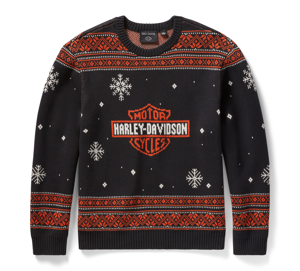 Harley Davidson Man's Holiday Christmas Black Knit Jumper 96794
