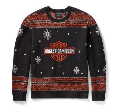 Harley Davidson Man's Holiday Christmas Black Knit Jumper 96794