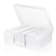 4x6 Photo Organizer Box with 16 Clear Cases Craft Picture Storage Solution