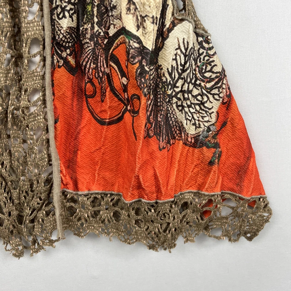 Cárdigan Tempo Paris Abierto Crochet Abstracto Talla L Topper Boho Arte para Usar Foto 3 de 4