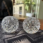 Waterford Crystal Lismore 3" Round Ball Tapered Candle Holders HEAVY Vintage