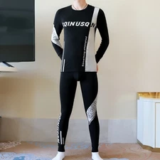 Mens Thin Thermal Underwear Set Stretch Comfort Fit Base Layer For Winter
