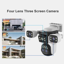 20MP Three Screens WiFi Security Camera Outdoor 10X Optical Zoom Four Lens