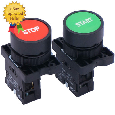Momentary Push Button Switch Start/Stop Red Green Sign NO NC AC 660V 10A Button