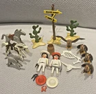 Mixed Lot Vintage 1974  Playmobil Figures Western Gunslingers Horses Desert Pcs.
