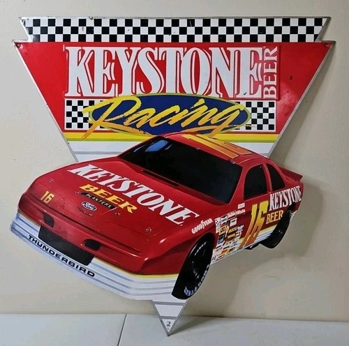 VTG  NASCAR Keystone Racing Tin Advertisement Sign #16 Ford 22.5X20