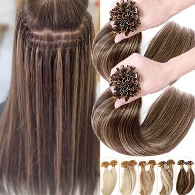 Thick 200G U-Tip Nail Hair Extensions Glue Bonding Real Remy Human Hair Balayage