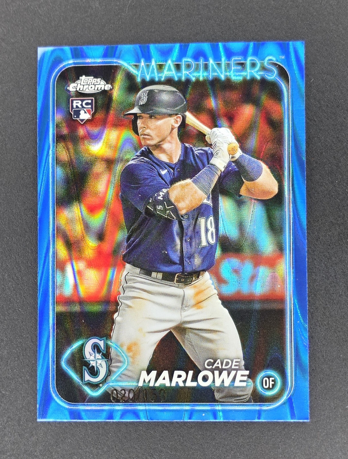 2024 Topps Chrome Cade Marlowe Blue RayWave Refractor RC /150 Mariners #266