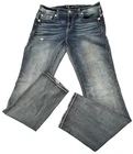 MISS ME MID-RISE STRAIGHT JEANS WOMENS 33 X 33 ANGEL WING POCKETS