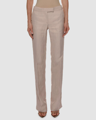 $1190 Tom Ford Womens Pink Straight-Leg Viscose-Linen Trousers Pants US 10/IT 44