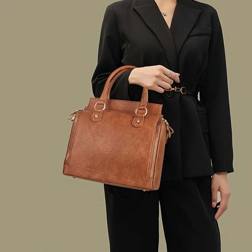 Retro PU Leather Handbag Portable Storage Bag with Multi Card Slots Women'S Mult - Picture 7 of 11