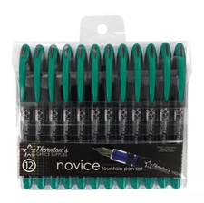 Thornton's Office Supplies Novice Disposable Fountain Pens, Fine Point, Green