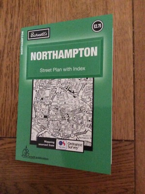 Northampton street map with index Black/White FOLD OUT for graphic detail