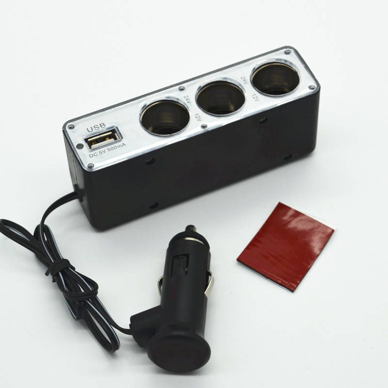 triple cigarette lighter socket Triple 3 Socket Car Cigarette Lighter Charger Socket Adapter USB Power  Supply
