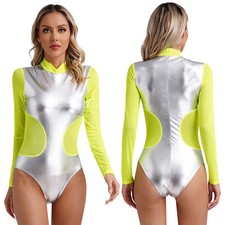 Women Bodysuit Fashion Jumpsuit Stylish Leotard Party Costume Patchwork Bodycon
