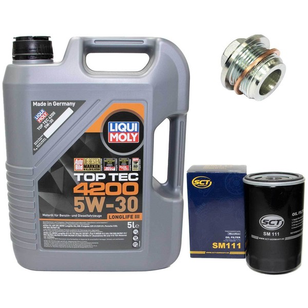 MotoröL Set 5W-30 5 Liter + ÖLfilter + Schraube FüR Audi A8 A6 80 100 VW Golf-image