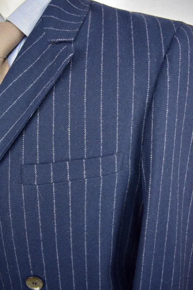 Abrigo deportivo 1962-1976 sin marca azul marino a rayas lana doble botonadura talla: 38S Foto 3 de 4