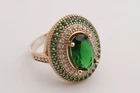 Turkish Handmade Jewelry Small Oval Emerald 925 Sterling Silver Ring Size All