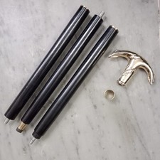 Vintage Brass Anchor Head Nautical Handle 3Fold Wooden Shaft Walking Stick Cane