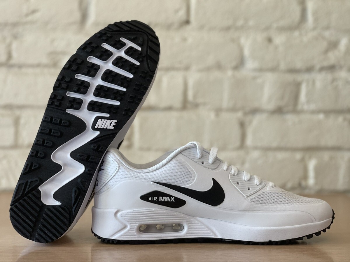Nike Air Max 90 G White Black Spikeless Golf Shoes Men's Nike Air Max 90 G White Black Spikeless Golf Shoes Men's