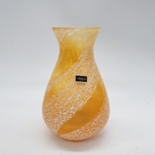 Handcrafted Yellow Swirl Glass Vase Caithness Scotland Confetti Swirl Vase 4.5"