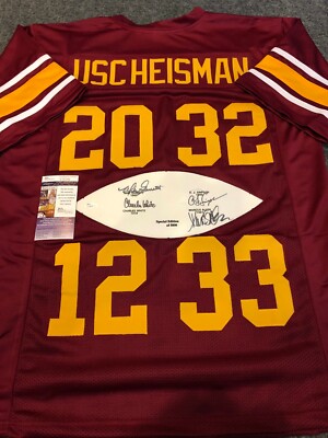 USC TROJANS SIMPSON-ALLEN-GARRETT-WHITE SIGNED HEISMAN JERSEY JSA COA