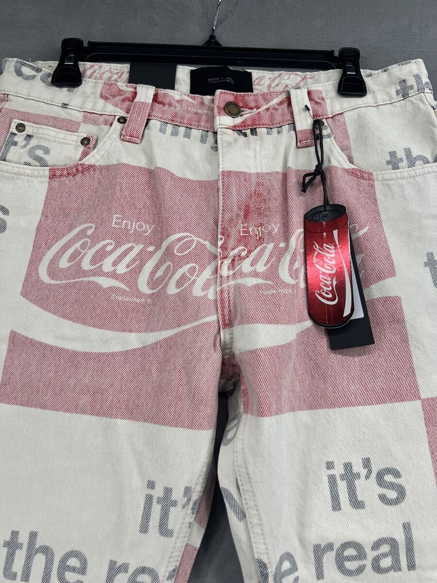 Free People Rollas Relaxo Chop Coca Cola Printed Jeans Size 30 Straight  Jeans