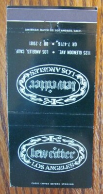 LOS ANGELES, CALIFORNIA MATCHBOOK COVER: LEW RITTER CLOTHING STORE MATCHCOVER -E