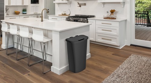 11 Gallon Trash Can, Plastic Lift Top Kitchen Trash Can, Black - Picture 4 of 12