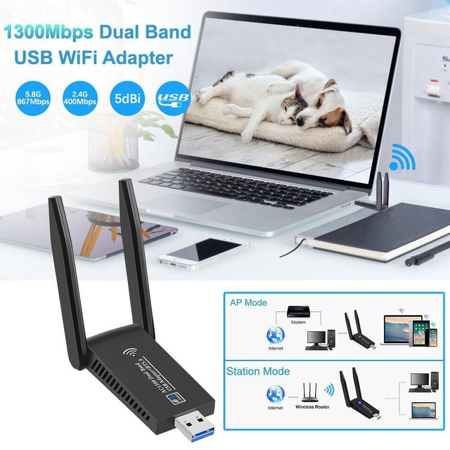 1300Mbps WiFi Adapter WLAN USB 3.0 Rod 5GHz Dual-band Antenna Dongle For PC I3C2 1300Mbps WiFi Adapter WLAN USB 3.0 Rod 5GHz Dual-band Antenna Dongle For PC I3C2