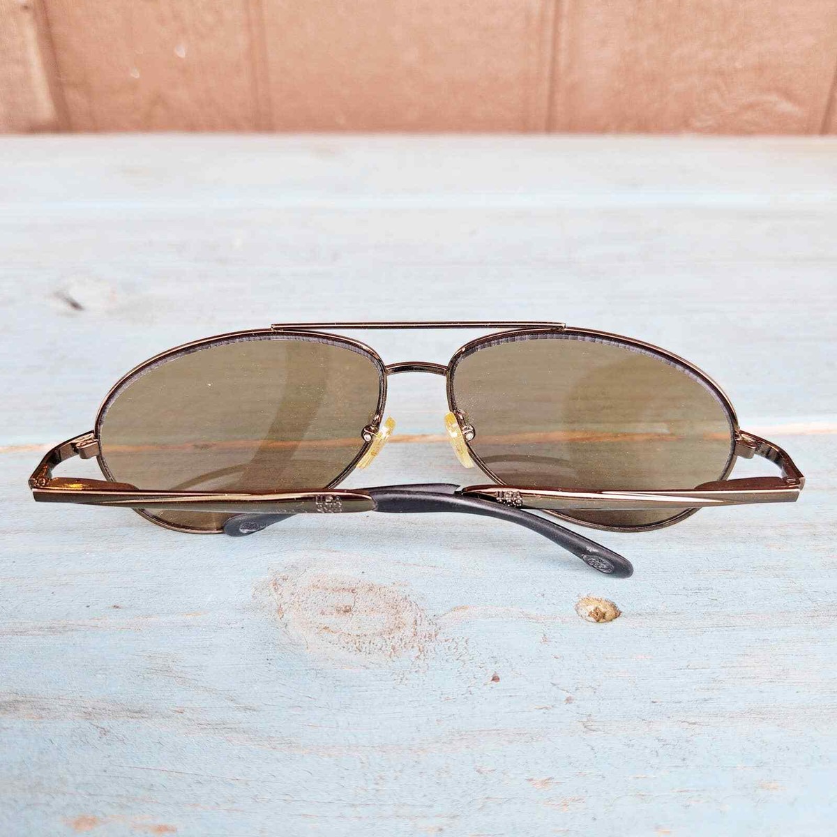 Vintage Olympics Logo Aviator Sunglasses Gold Toned Brown Lens 60s Style Vintage Olympics Logo Aviator Sunglasses Gold Toned Brown  main image 2