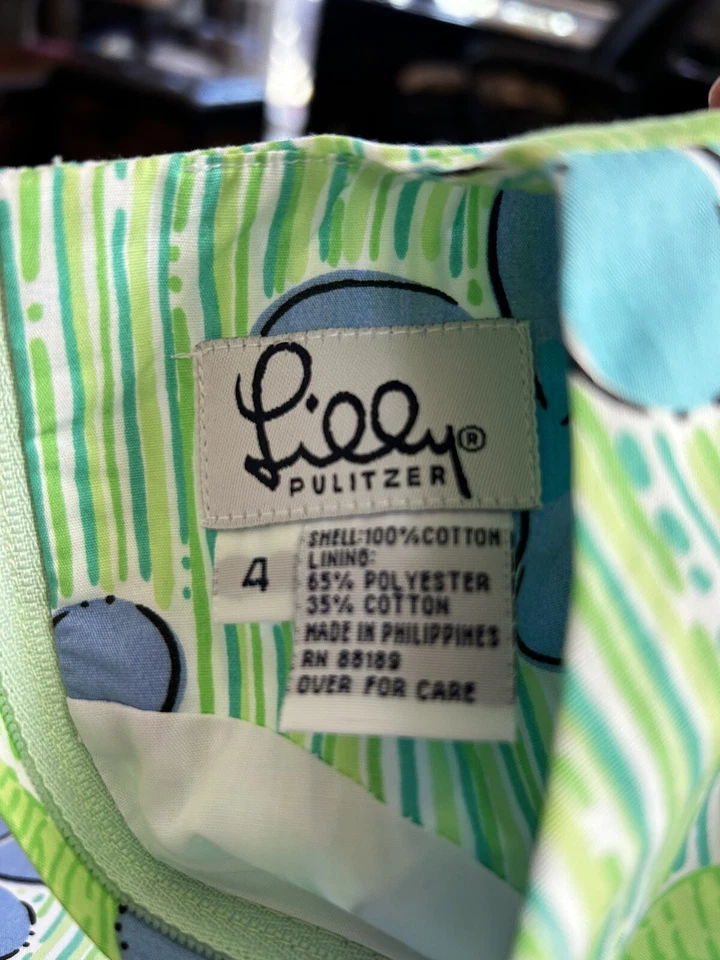 Vestido recto Lilly Pulitzer para niñas talla 4 etiqueta blanca verde turquesa usado en excelente estado adorable Foto 2 de 4