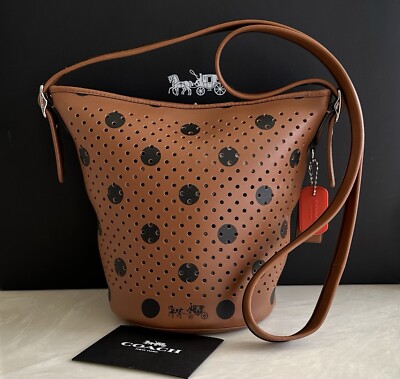 COACH LIMITED EDITION SADDLE DOT SMALL PERFORATED DUFFLE BUCKET